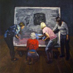 The Guston Discussion, Oil On Canvas, 14" X 14"