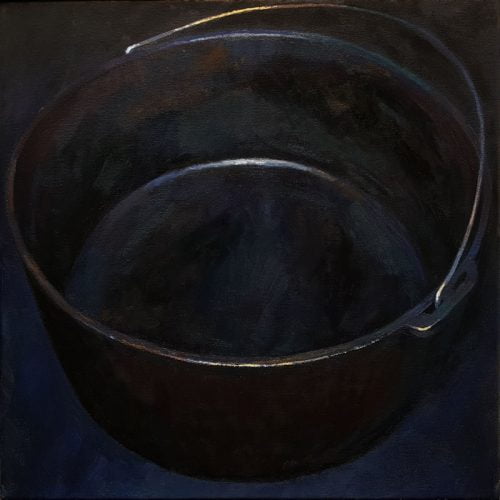 Pot, Kettle, Black, Oil On Canvas, 16” X 16”
