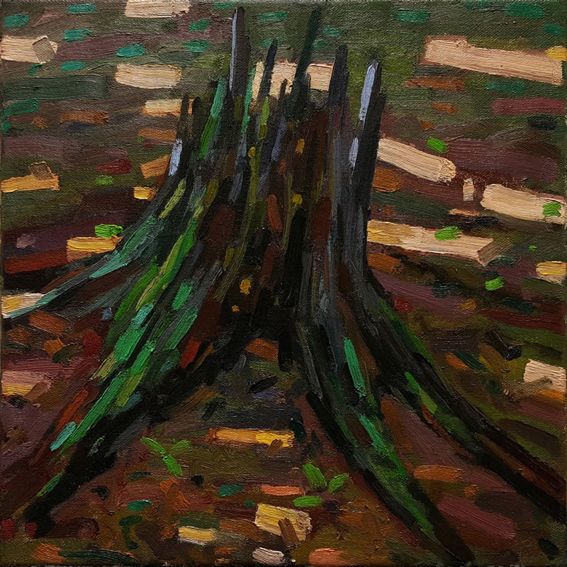 Stump 2, Oil on Canvas, 12” x 12”