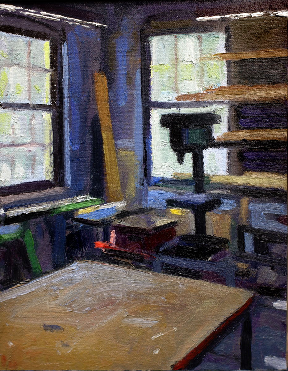 Woodshop, Oil on Canvas, 9” x 7”